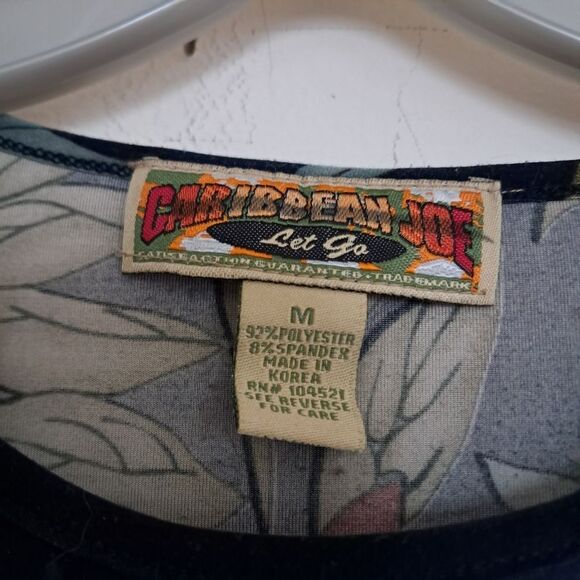 *Final Price* Caribbean Joe Top Women's Medium Stretch Tropical Hawaiian Summer - Picture 3 of 9